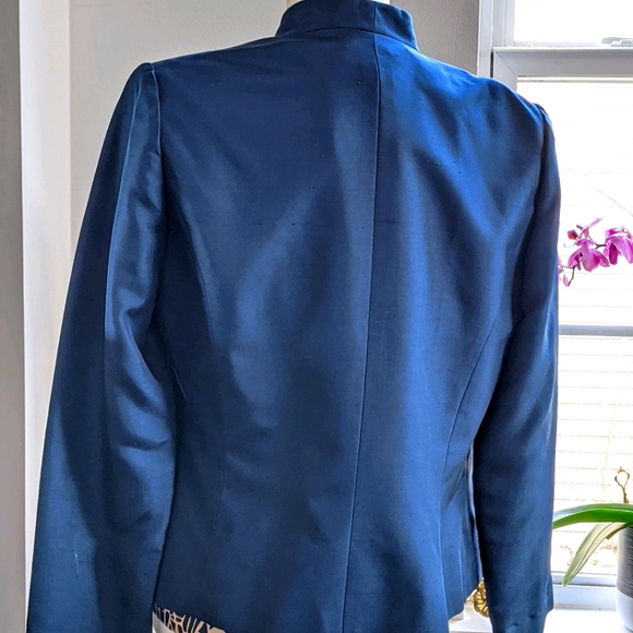 Couture Adrianna Papell 3Pc Cobalt Blue Silk Suit - Picture 3 of 13